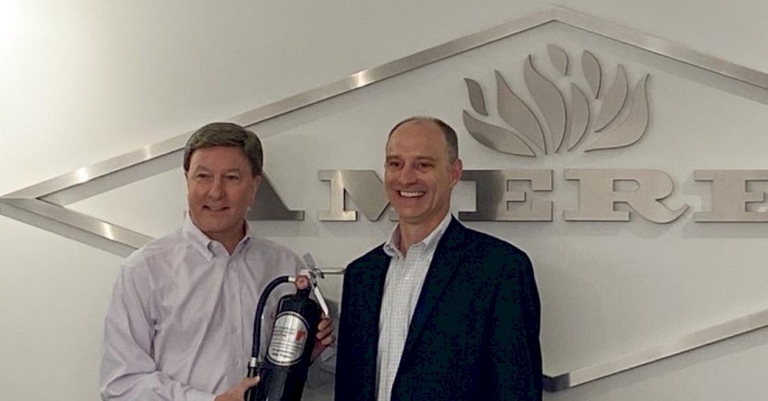 Guy Jones presents Rep. Mike Rogers with the 2021 Fire Safety Award