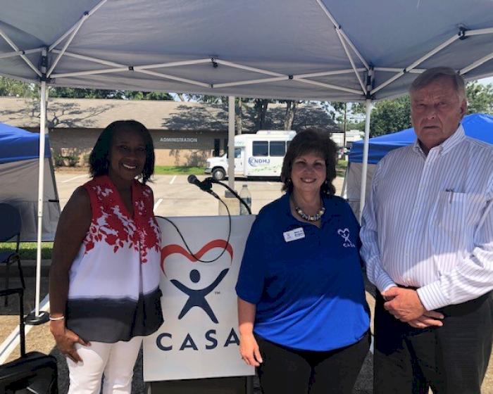 Pictured L-R: Faye Pettigrew (Tyler Pipe HR Manager), Mary Jo Burgess (Executive Director/CASA CEO, and Greg Simmons (Tyler Pipe General Manager)