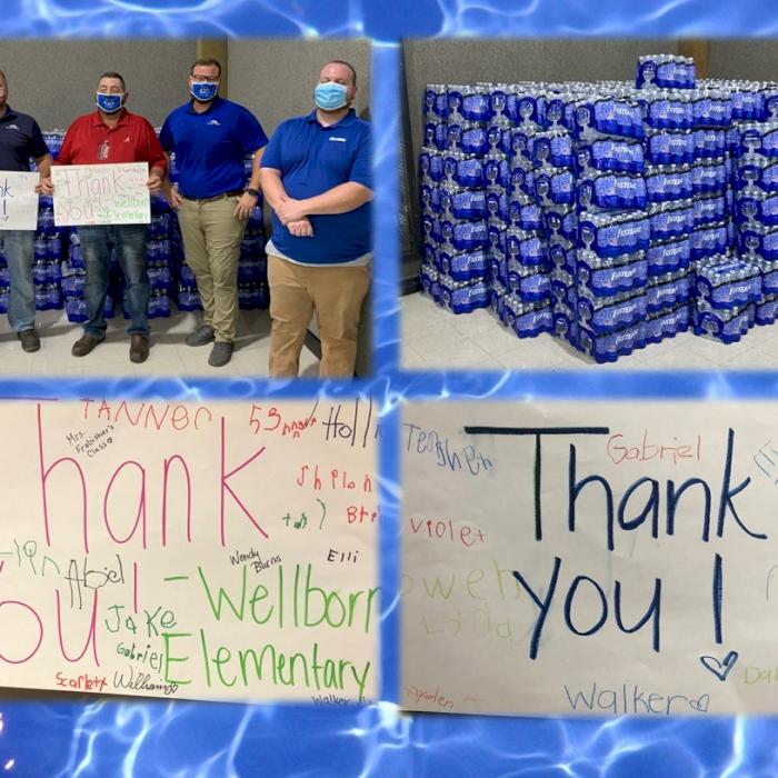 Pictured (left to right) making the delivery: Shannon Brimer (Maintenance Coordinator), Jimmy Dowdey (Purchasing Manager), Jimmy Jenkins (Warehouse Supervisor) and a TYU vendor who graciously offered to help out.